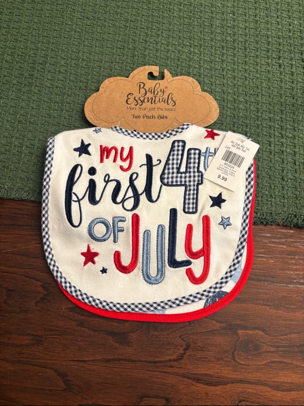 Baby Essentials Red, White & Blue 'My First 4th of July' Bib Set